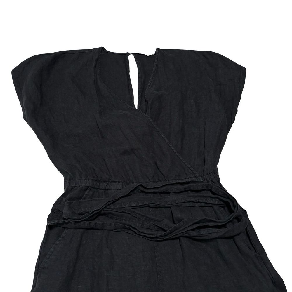 JOIE Linen Jumpsuit Gray + Waist‎ Tie Women's Size XS 19 Pit 26 Inseam - Picture 3 of 6